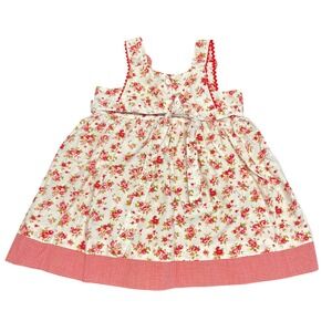 Blueberry Boulevard Toddler Girls 4T Floral Rose Gingham Pinafore Dress